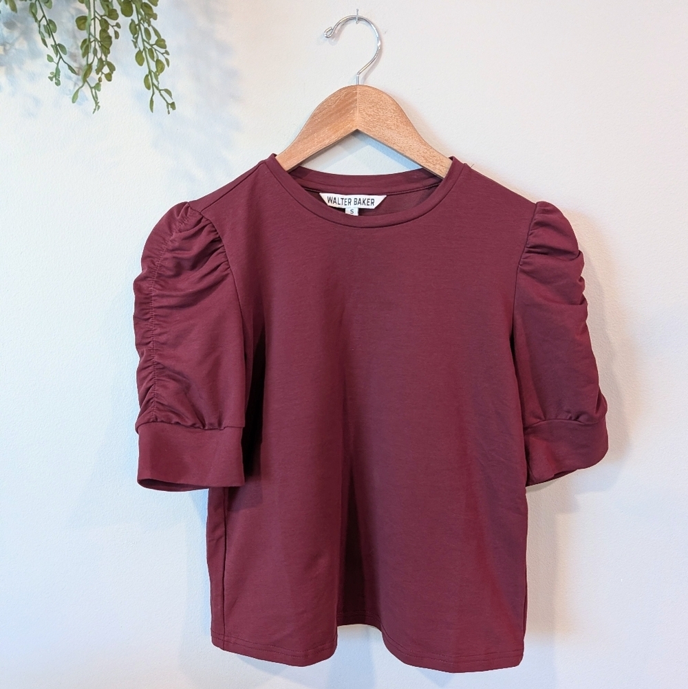 Walter Baker Wine Puff-Sleeve Tee Sz Small